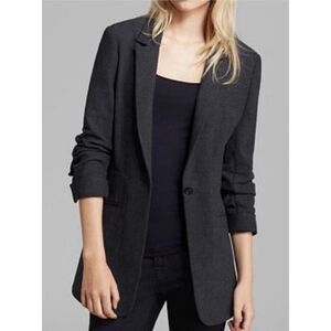 Elisabeth and James Women’s Gray Stretch Ponte Knit Boyfriend Blazer Size 12